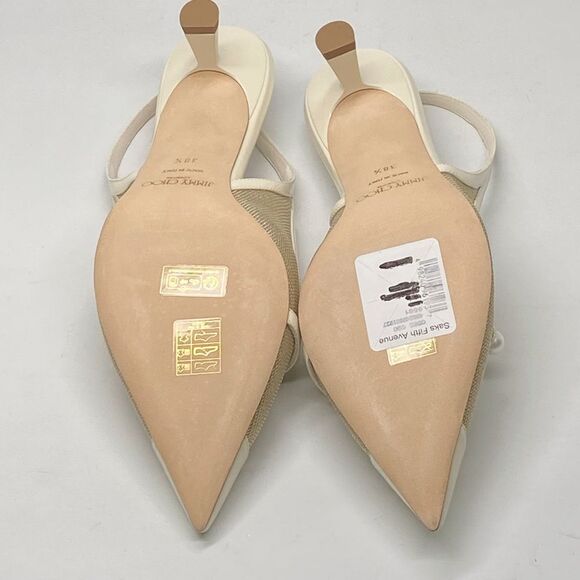 Jimmy Choo Amita Metallic Mesh & Patent Leather Slingback Pumps size 38.5 - Picture 14 of 15